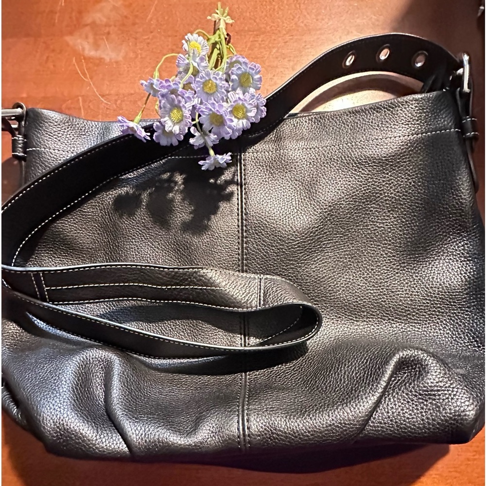 Coach all leather crossbody bag